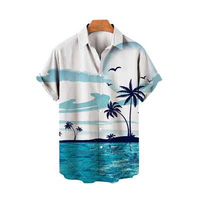 Vasaras havajiešu vīriešu ikdienas krekls ar ziedu 3D druku Pludmales augs celtņa izmēram, plus 5xl Izpārdošana Blusao Masculino Importētie apģērbi