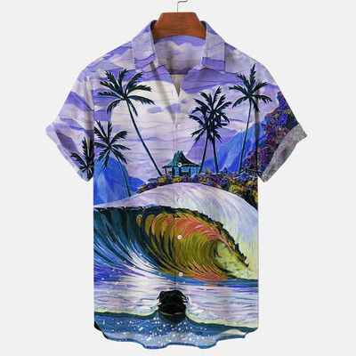 Vasaras havajiešu vīriešu ikdienas krekls ar ziedu 3D druku Pludmales augs celtņa izmēram, plus 5xl Izpārdošana Blusao Masculino Importētie apģērbi