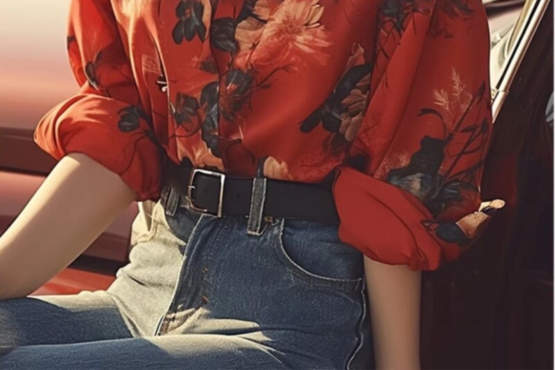 Populiarūs lengvi atvartai ilgomis rankovėmis, 2024 m. Nauji moteriški rudeniniai prancūziško dizaino marškiniai su raudonais raštais