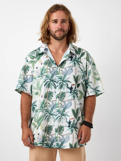 Hawaii särgid Meeste vabaaja lühikeste varrukatega särk, lilleprinteriga särk Meeste särk Top Mood Tänavarõivad Suured meeste rõivad