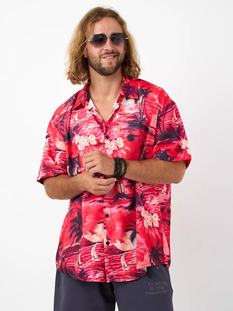 Hawaii särgid Meeste vabaaja lühikeste varrukatega särk, lilleprinteriga särk Meeste särk Top Mood Tänavarõivad Suured meeste rõivad