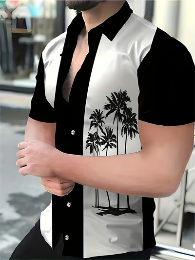 Vasaras svītru krāsu bloks 3D apdrukāts ikdienas biroja krekls vīriešu sieviešu ikdienas modes vintage krekls ar īsām piedurknēm Vīriešu krekls