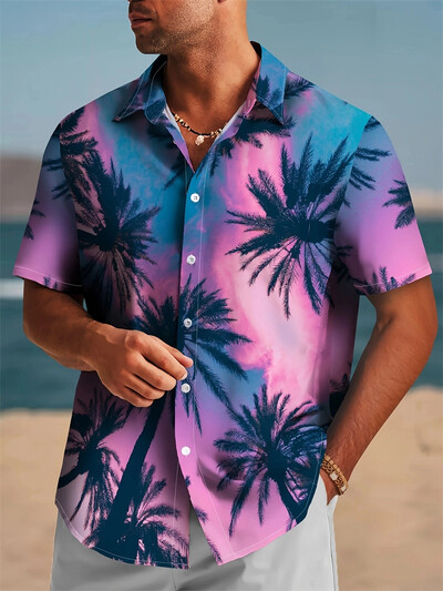 Vasaras svītru krāsu bloks 3D apdrukāts ikdienas biroja krekls vīriešu sieviešu ikdienas modes vintage krekls ar īsām piedurknēm Vīriešu krekls