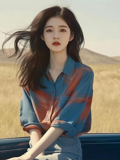 Sinine lipsuvärviga polokrae Keskvarrukaga nööpidega särk naistele Niche Summer Uus šikk kardigantop