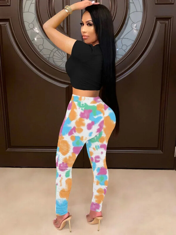 „GUWU Print“ antblauzdžiai aukštu juosmeniu moterims „Active Yoga“ siauros elastinės kelnės „Fitness“ sportinės kelnės, moteriškos mados aukšto lygio gatvės drabužiai