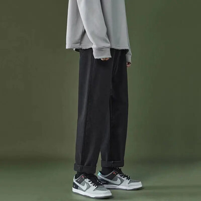 Ikdienas Džinsi Vīriešiem Pavasaris Rudens Ziema Jauns Stils Pelēka Taisna Kāja Brīvi Pieguļ Platas Kājas Trendy Flow Ikdienas garas bikses