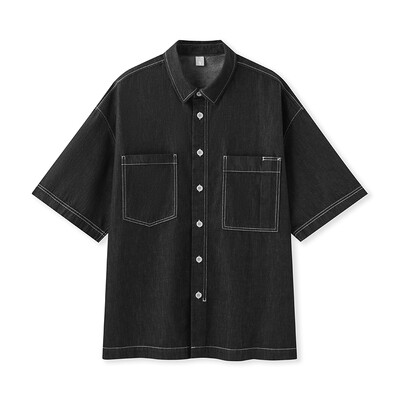 „Semir“ trumpomis rankovėmis vyriški marškinėliai, 2024 m. naujoji vasaros versija, neryški spalva, grynos medvilnės, madingi džinsiniai darbo drabužiai