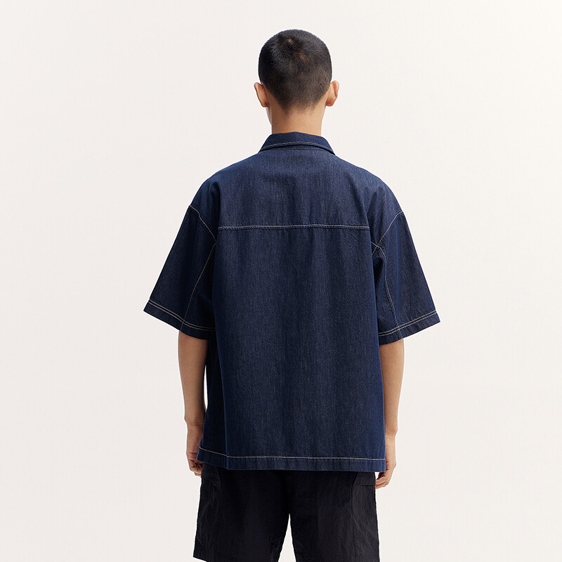 „Semir“ trumpomis rankovėmis vyriški marškinėliai, 2024 m. naujoji vasaros versija, neryški spalva, grynos medvilnės, madingi džinsiniai darbo drabužiai