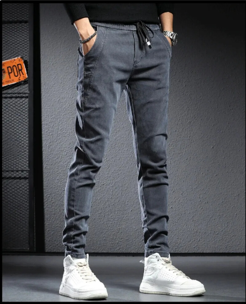 Pavasaris Vasara Juodi Pilki Cargo Džinsai Vyriški gatvės drabužiai Džinsiniai Jogger Kelnės Vyriški Baggy Harem Jean Kelnės Cargo Kelnės Vyriški Džinsai