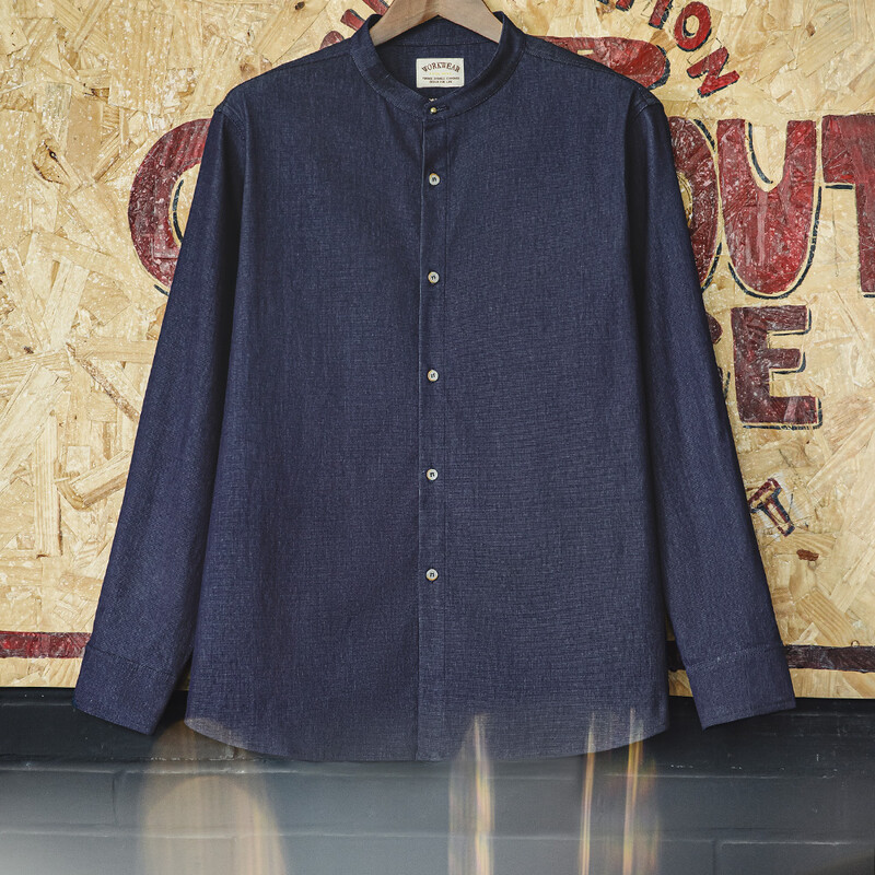 Maden Retro Cool Ice Silk Džinsiniai marškinėliai su skalbtu apvaliu kaklu Kasdieniai vienspalviai marškinėliai ilgomis rankovėmis vyriškiems rudeniui