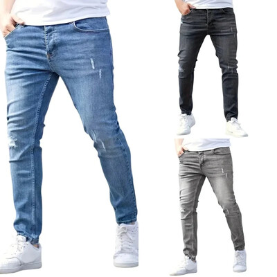 Pantaloni retro stretch pentru bărbați Blugi skinny casual Pantaloni de denim slim fit pentru bărbați Blugi soild Pantaloni drepți creion de modă haine pentru bărbați