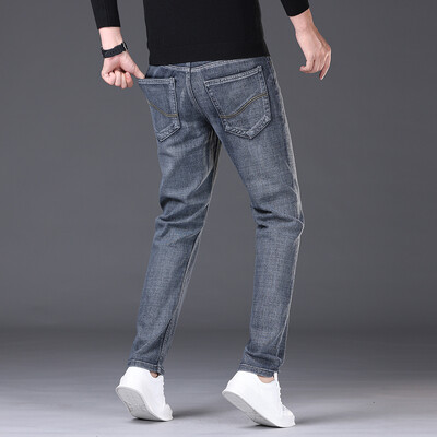 2024 m. Nauji minkšti tamprūs tiesūs džinsai Vyriški klasikiniai mados verslo plonos kelnės Street Trend vyriškos prekės ženklo drabužių kelnės 28-40