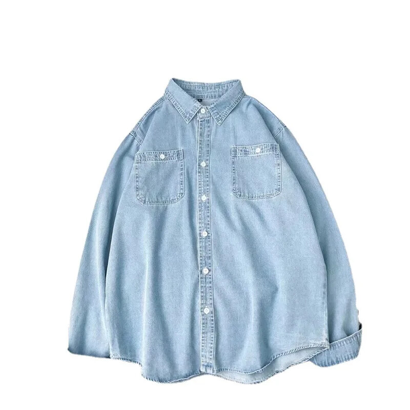 Pavasariniai džinsiniai marškinėliai Vyriški korėjietiški madingi ilgomis rankovėmis universalūs studentų pora, ploni švarkeliai, laisvalaikio, neutralaus minimalistinio stiliaus