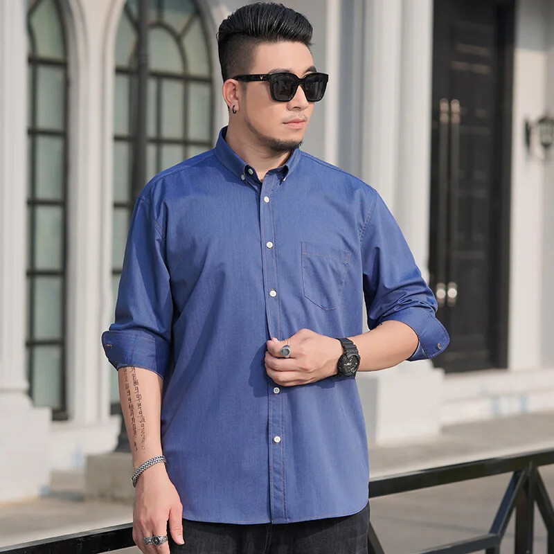 Amazon vislabāk pārdotais vīriešu elastīgs džinsa krekls ar garām piedurknēm, moderns vīriešu krekls ar daudzām kabatām