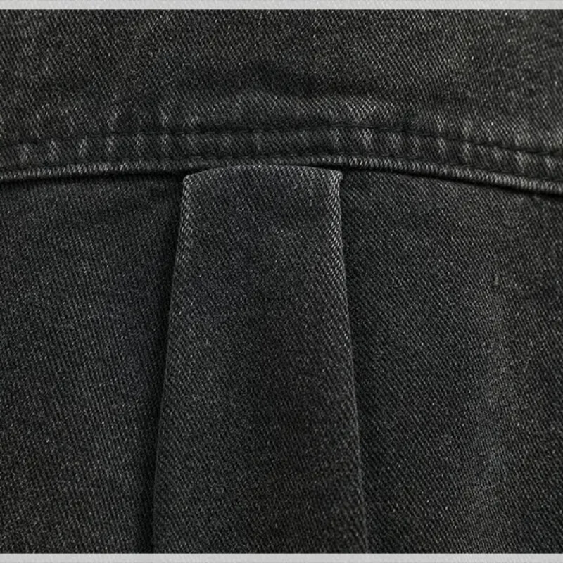 Modes džinsa krekls ar vaļīgām piedurknēm jaka vīriešu apģērba tops Smags, biezs, vecs, melns pelēks krekls