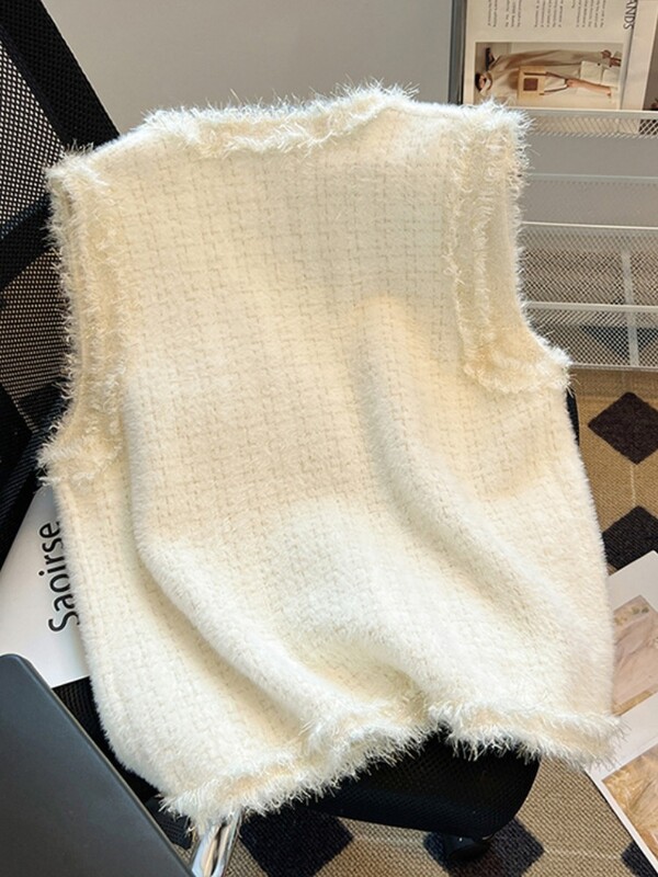 Blizgančios megztos moteriškos moteriškos moteriškos minkštos, neryškios sagomis nuleistos kišenės be rankovių languotas švarkas paltas rudens žiemos prabangus drabužis