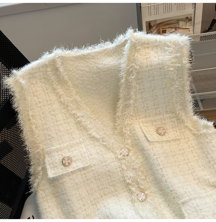 Blizgančios megztos moteriškos moteriškos moteriškos minkštos, neryškios sagomis nuleistos kišenės be rankovių languotas švarkas paltas rudens žiemos prabangus drabužis