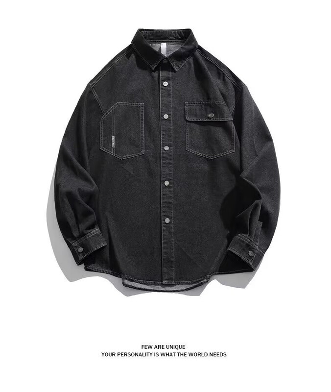 Korėjietiško stiliaus madingi skalbti džinsiniai marškinėliai, pavasario ir rudens retro stiliaus laisvi aukščiausios klasės darbo marškinėliai ilgomis rankovėmis