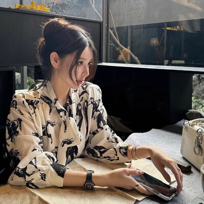 Moteriška Pavasaris Vasara Korėjietiška Paprasta Spauda Kontrastingos Spalvos Polo apykaklė Moteriški marškiniai Trend Button Šifonas ilgomis rankovėmis