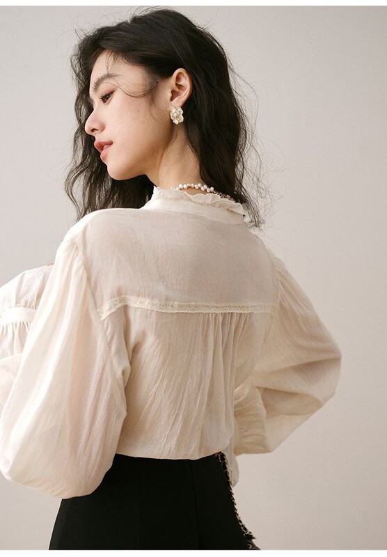 Prancūzijos sunkiosios pramonės siuvinėti marškiniai ankstyvo rudens nauji aukščiausios klasės Niche Palace ilgomis rankovėmis mėsą dengiantys palaidinės marškiniai