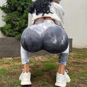 Moterų kaklaraištis Dažai Joga Kelnės Sportiniai Antblauzdžiai Besiūliai aukštu juosmeniu Push Up Pėdkelnės Treniruotės Antblauzdžiai Sporto salė Sporto antblauzdžiai