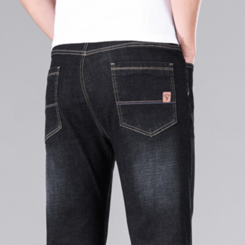 Vyriški tamprūs džinsiniai džinsai Plonos naujos verslo kasdienės tiesios kelnės Juodos mėlynos kelnės Kasdieninės vyriškos kelnės „Dropship“ plius dydis