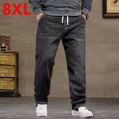 pluss suuruses teksad meeste lahtised sirged sügis mees kõrge elastsusega isapüksid 44 46 48 teksad meestele 7XL 6XL 5XL 8XL