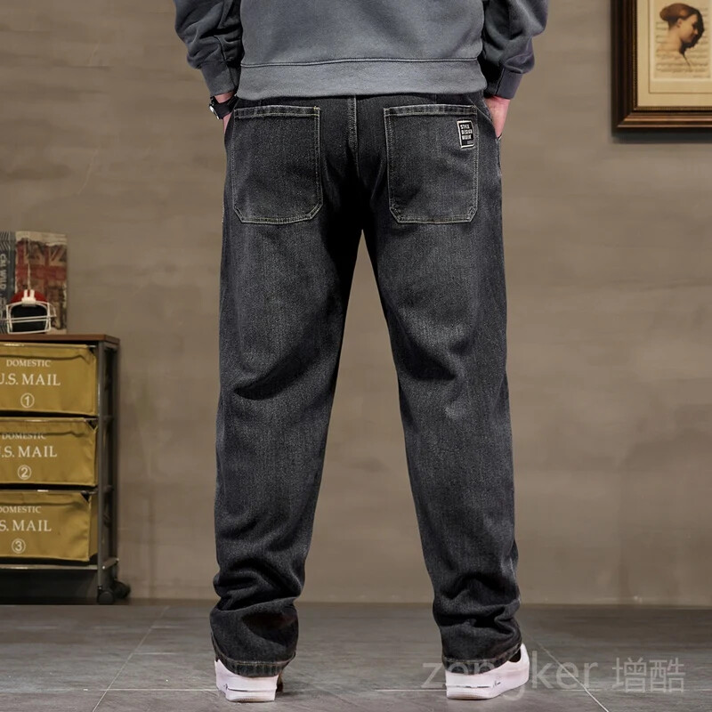 pluss suuruses teksad meeste lahtised sirged sügis mees kõrge elastsusega isapüksid 44 46 48 teksad meestele 7XL 6XL 5XL 8XL