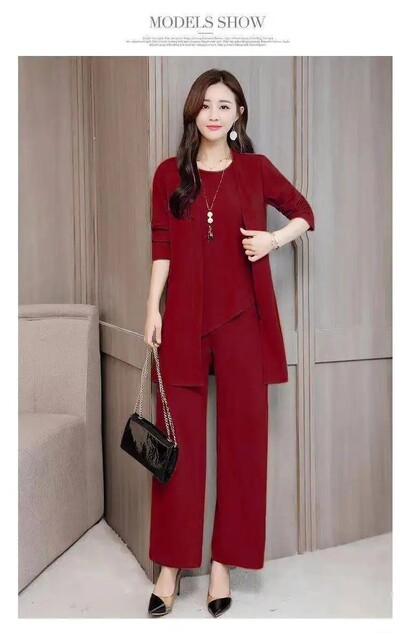 Didelio dydžio moteriški laisvi ilgomis rankovėmis liemenės kelnaitės Naujas pavasario rudens kostiumas, madinga apranga Trijų dalių komplektas Drabužiai