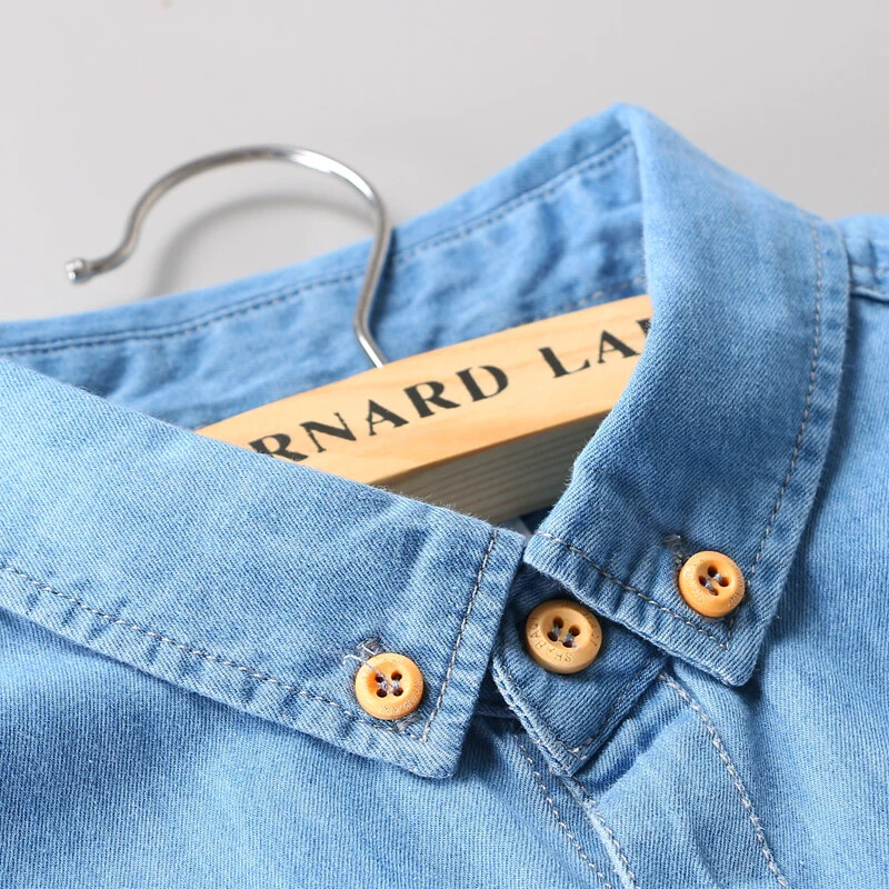 Schinteon dvi priekinės kišenės pavasario rudens vyriški džinsiniai marškiniai ilgomis rankovėmis, minkšti 100 % medvilnės ploni džinsai kaubojiški ploni marškinėliai 4XL