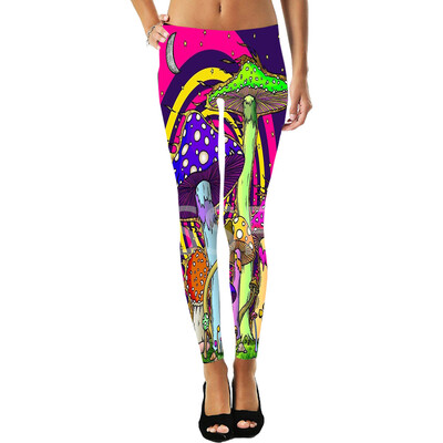 Ciupercă Plant Ciupercă Psihedelic Trippy Tattoo Retro 3DPrint Sexy Women Leggings Yoga Amuzant Slip Casual Ținută Fitness X9