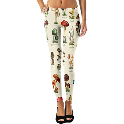 Sēņu Augu Sēne Psihedēlisks Trippy Tetovējums Retro 3DPrint Seksīgi Sieviešu Legingi Joga Smieklīgi ikdienas Biksītes Fitnesa Apģērbs X9