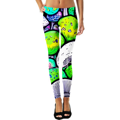 Sēņu Augu Sēne Psihedēlisks Trippy Tetovējums Retro 3DPrint Seksīgi Sieviešu Legingi Joga Smieklīgi ikdienas Biksītes Fitnesa Apģērbs X9