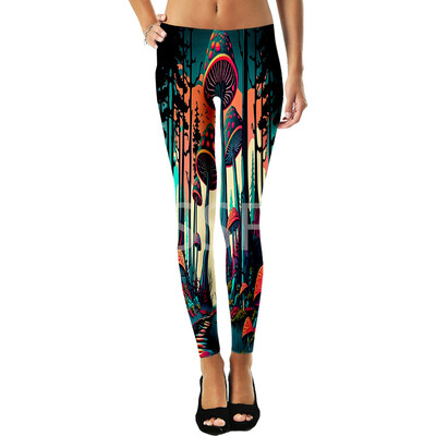 Sēņu Augu Sēne Psihedēlisks Trippy Tetovējums Retro 3DPrint Seksīgi Sieviešu Legingi Joga Smieklīgi ikdienas Biksītes Fitnesa Apģērbs X9