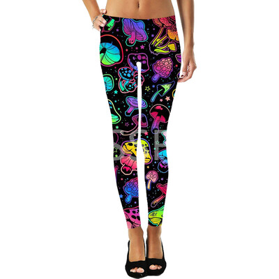 Sēņu Augu Sēne Psihedēlisks Trippy Tetovējums Retro 3DPrint Seksīgi Sieviešu Legingi Joga Smieklīgi ikdienas Biksītes Fitnesa Apģērbs X9