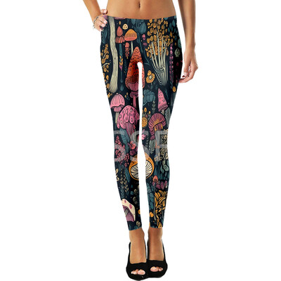 Sēņu Augu Sēne Psihedēlisks Trippy Tetovējums Retro 3DPrint Seksīgi Sieviešu Legingi Joga Smieklīgi ikdienas Biksītes Fitnesa Apģērbs X9