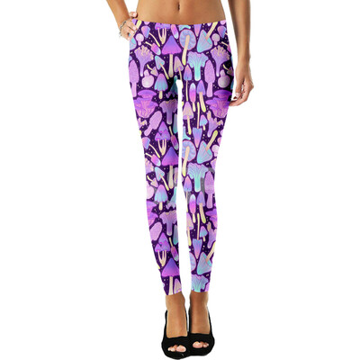 Sēņu Augu Sēne Psihedēlisks Trippy Tetovējums Retro 3DPrint Seksīgi Sieviešu Legingi Joga Smieklīgi ikdienas Biksītes Fitnesa Apģērbs X9