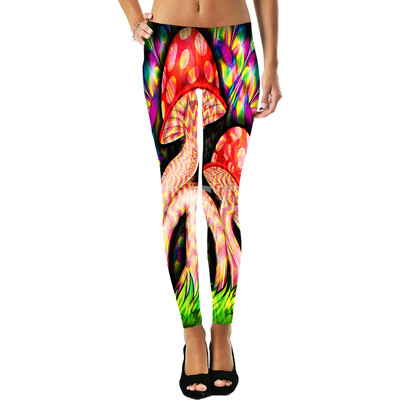 Sēņu Augu Sēne Psihedēlisks Trippy Tetovējums Retro 3DPrint Seksīgi Sieviešu Legingi Joga Smieklīgi ikdienas Biksītes Fitnesa Apģērbs X9