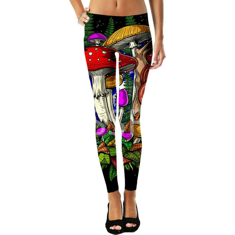 Sēņu Augu Sēne Psihedēlisks Trippy Tetovējums Retro 3DPrint Seksīgi Sieviešu Legingi Joga Smieklīgi ikdienas Biksītes Fitnesa Apģērbs X9