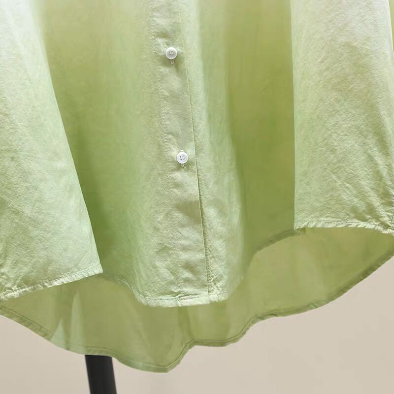 Kevad-sügis uus mood Lips Värvi särgid Naiste riided Gradientvärvi pits POLO krae kardigan õhuke stiil Chaopai pluusid