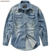 Džinsiniai marškinėliai ilgomis rankovėmis Didelio dydžio Prabangūs vyriški drabužiai Laisvalaikio socialiniai vyriški pavasariniai drabužiai Su apykakle Megztinis Vintažiniai marškiniai Paltas