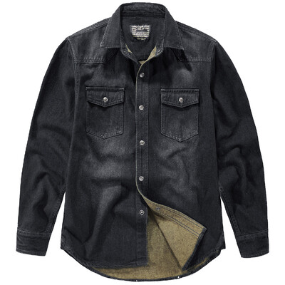 Džinsiniai marškinėliai ilgomis rankovėmis Didelio dydžio Prabangūs vyriški drabužiai Laisvalaikio socialiniai vyriški pavasariniai drabužiai Su apykakle Megztinis Vintažiniai marškiniai Paltas