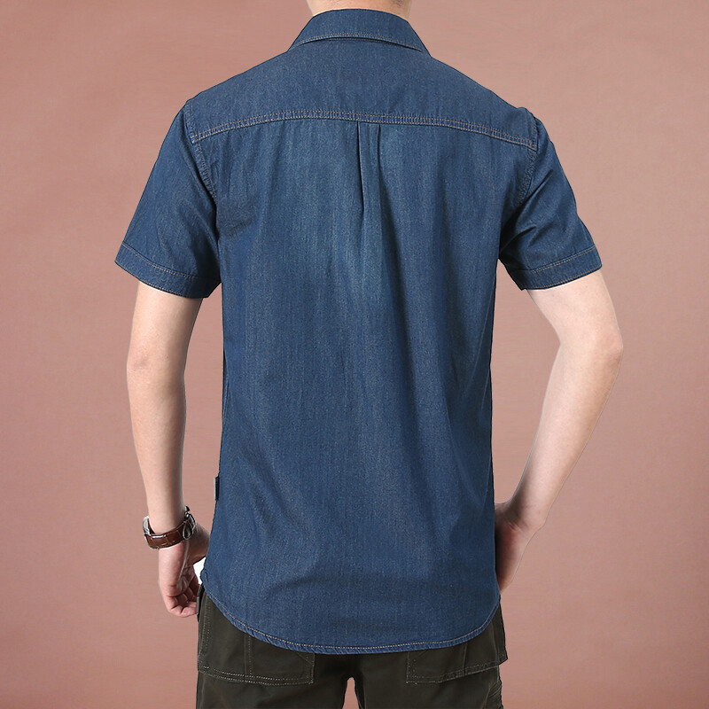 Modes vīriešu džinsa krekls Vasaras jauns krekls ar īsām piedurknēm Hawaiian Beach sociālais krekls Dizaineru apģērbi Luksusa pielāgota jaka