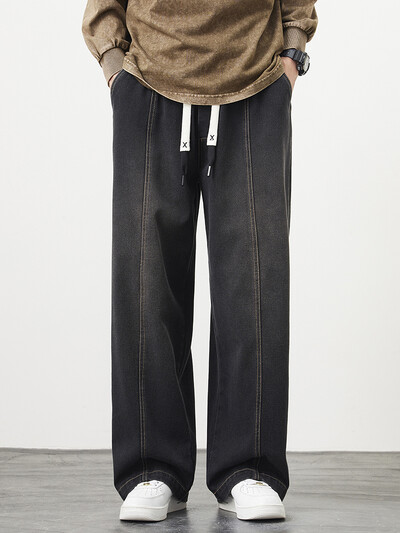 Suures suuruses M-8XL Baggy Teksad Meeste Sinised Must Tänavarõivad Elastne vöökoht Y2K Püksid Mood sirged vaba aja laiad teksapüksid