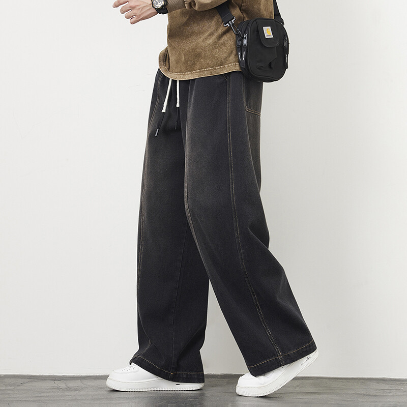 Suures suuruses M-8XL Baggy Teksad Meeste Sinised Must Tänavarõivad Elastne vöökoht Y2K Püksid Mood sirged vaba aja laiad teksapüksid