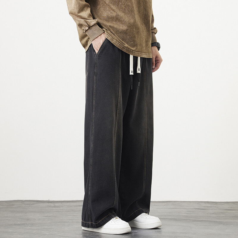 Suures suuruses M-8XL Baggy Teksad Meeste Sinised Must Tänavarõivad Elastne vöökoht Y2K Püksid Mood sirged vaba aja laiad teksapüksid