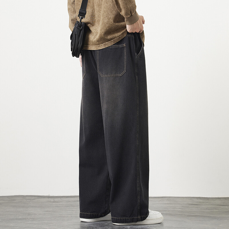 Suures suuruses M-8XL Baggy Teksad Meeste Sinised Must Tänavarõivad Elastne vöökoht Y2K Püksid Mood sirged vaba aja laiad teksapüksid