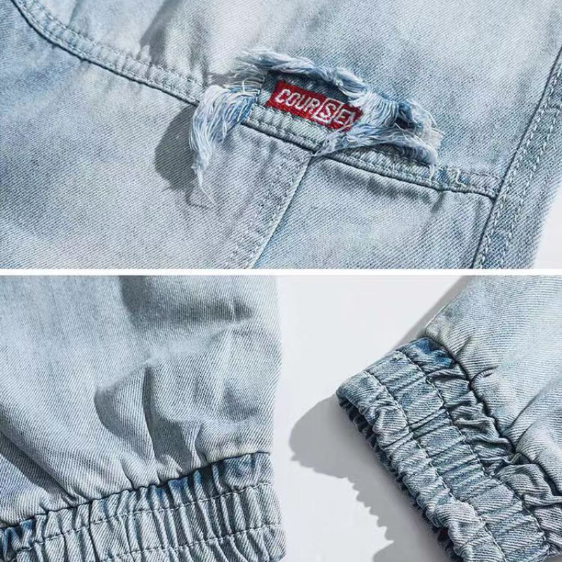 Gaiši zilas džinsu bikses vīriešiem Trendy Loose Harem Jeans Retro bikses līdz potītēm ar elastīgām aprocēm Cargo Pants Liela izmēra 5XL