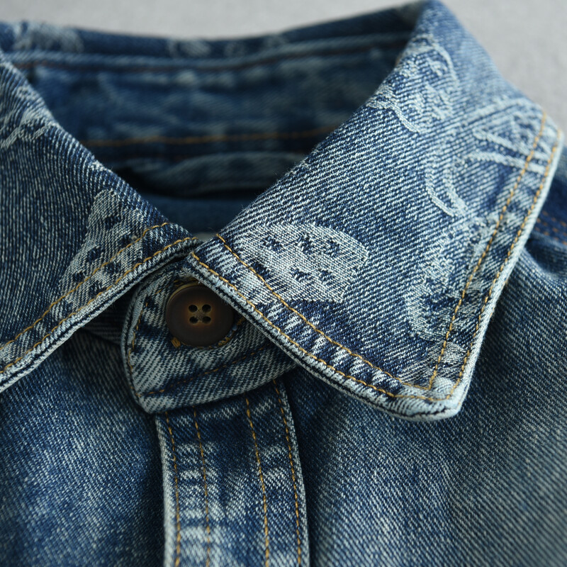 Tooling nostalgiški snaigių skalbimo džinsiniai marškiniai vyrams Rudens vyriški retro marškiniai ilgomis rankovėmis striukė
