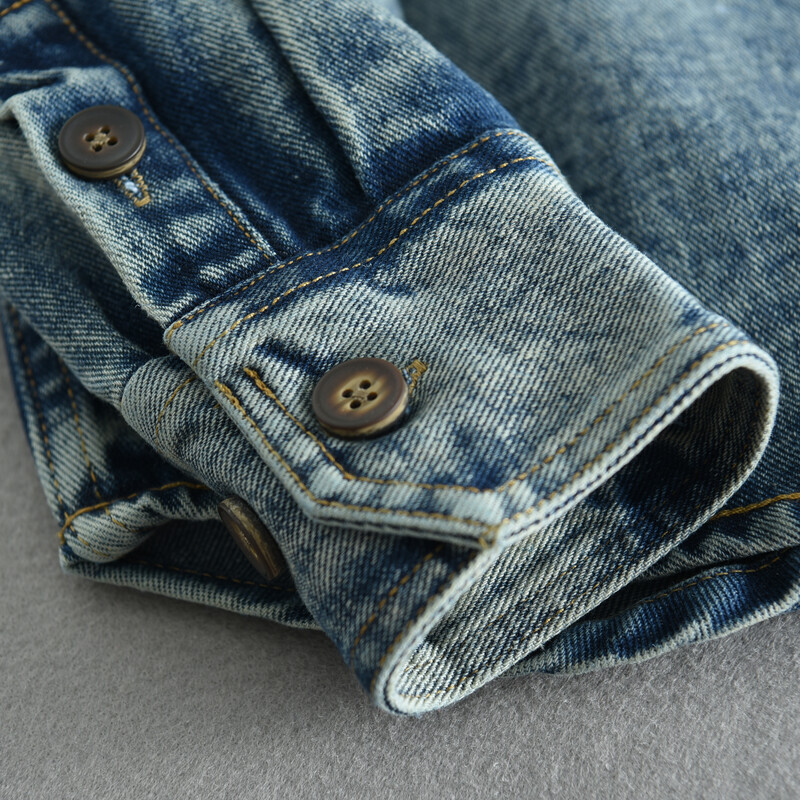 Tooling nostalgiški snaigių skalbimo džinsiniai marškiniai vyrams Rudens vyriški retro marškiniai ilgomis rankovėmis striukė